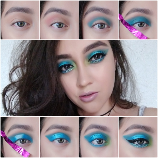collage ojos azules con verde